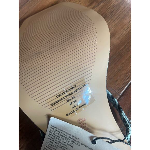 The DROP Avery Square Toe Sandal  MINIMALIST SEXY Size 8 Teal Snake - Picture 6 of 6